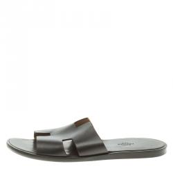 Pre Owned Hermes Brown Leather Izmir Sandals Size 43