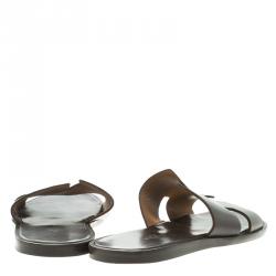 Pre Owned Hermes Brown Leather Izmir Sandals Size 43