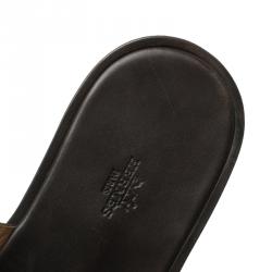 Pre Owned Hermes Brown Leather Izmir Sandals Size 43