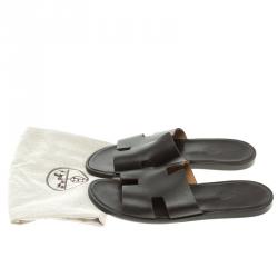 Pre Owned Hermes Brown Leather Izmir Sandals Size 43