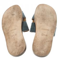 Hermes Slate Grey Croc Leather Izmir Sandals Size 43