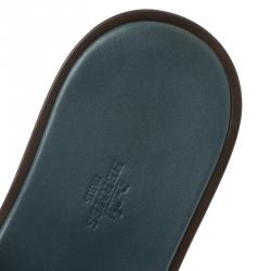 Hermes Slate Grey Croc Leather Izmir Sandals Size 43