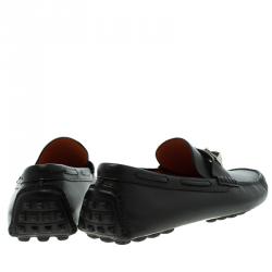 Hermes Black Leather Irving Moccasins Size 43.5