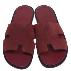Hermes Maroon Suede Izmir Sandals Size 43.5