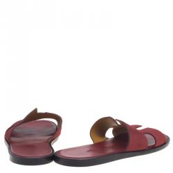 Hermes Maroon Suede Izmir Sandals Size 43.5