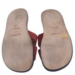 Hermes Maroon Suede Izmir Sandals Size 43.5