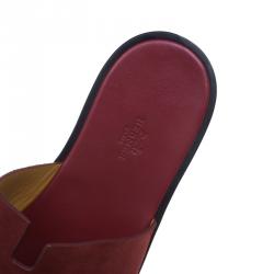 Hermes Maroon Suede Izmir Sandals Size 43.5
