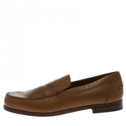 Hermes Brown Leather Lucky Moccasins Size 43