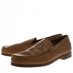 Hermes Brown Leather Lucky Moccasins Size 43