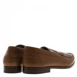Hermes Brown Leather Lucky Moccasins Size 43
