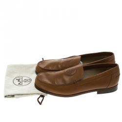 Hermes Brown Leather Lucky Moccasins Size 43