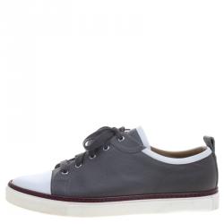 Hermes Two Tone Leather Inside Lace Up Sneakers Size 43