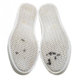 Hermes White Perforated Leather Inside Lace Up Sneakers Size 43.5