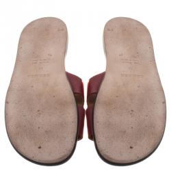 Hermes Burgundy Leather Izmir Sandals Size 43