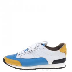 Hermes Multicolor Leather Lace Up Sneakers Size 44