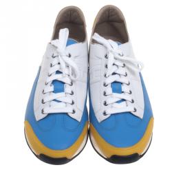 Hermes Multicolor Leather Lace Up Sneakers Size 44