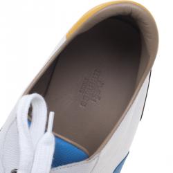 Hermes Multicolor Leather Lace Up Sneakers Size 44
