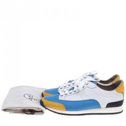 Hermes Multicolor Leather Lace Up Sneakers Size 44