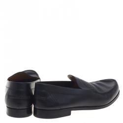 Pre Owned Hermes Black Leather Lucky Moccasins Size 43.5