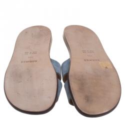 Hermes Sky Blue Suede Izmir Sandals Size 43.5