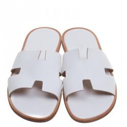 Hermes White Leather Izmir Sandals Size 43