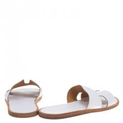 Hermes White Leather Izmir Sandals Size 43