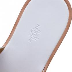Hermes White Leather Izmir Sandals Size 43