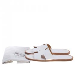 Hermes White Leather Izmir Sandals Size 43
