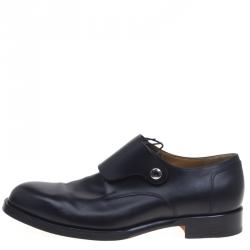 Hermes Black Leather Flap Detail Derby Size 44