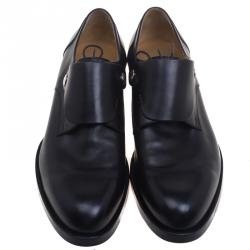 Hermes Black Leather Flap Detail Derby Size 44