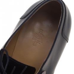 Hermes Black Leather Flap Detail Derby Size 44