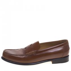 Hermes Brown Leather Kennedy Loafers Size 43