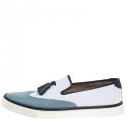 Hermes Two Tone Brogue Leather Must Tassel Loafers Size 43.5