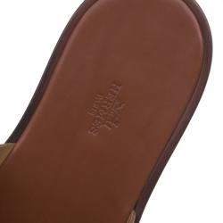 Hermes Brown Leather Izmir Sandals Size 43.5