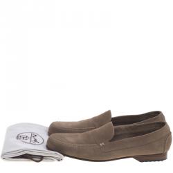 Hermes Beige Suede Keep Moccasins Size 43.5
