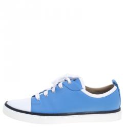 Hermes Two Tone Leather Inside Lace Up Sneakers Size 43.5