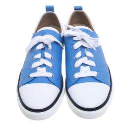Hermes Two Tone Leather Inside Lace Up Sneakers Size 43.5