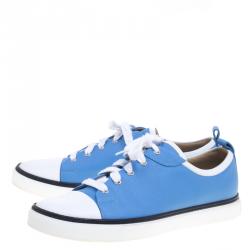 Hermes Two Tone Leather Inside Lace Up Sneakers Size 43.5