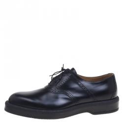 Hermes Black Brogue Leather Oxfords Size 43.5