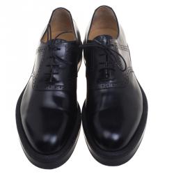 Hermes Black Brogue Leather Oxfords Size 43.5
