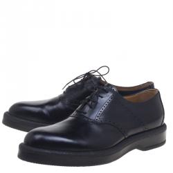 Hermes Black Brogue Leather Oxfords Size 43.5