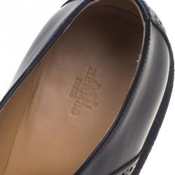 Hermes Black Brogue Leather Oxfords Size 43.5
