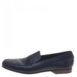 Hermes Oxford Blue Leather Keep Moccasins Size 43
