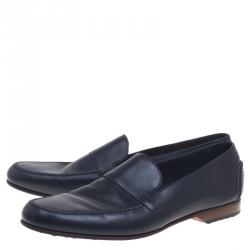 Hermes Oxford Blue Leather Keep Moccasins Size 43