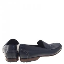 Hermes Oxford Blue Leather Keep Moccasins Size 43