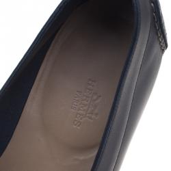 Hermes Oxford Blue Leather Keep Moccasins Size 43