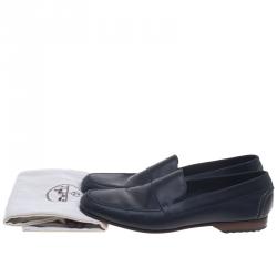 Hermes Oxford Blue Leather Keep Moccasins Size 43