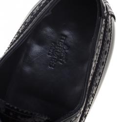 Hermes Black Patent Brogue Leather Lace Up Oxfords Size 43.5