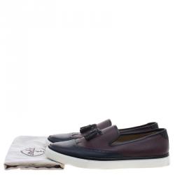 Hermes Two Tone Brogue Leather Must Tassel Slip On Sneakers Size 43.5