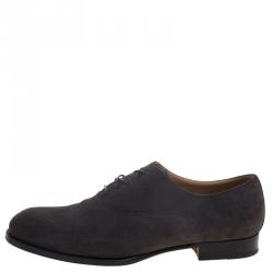 Hermes Grey Suede Napoli Lace Up Oxfords Size 43.5